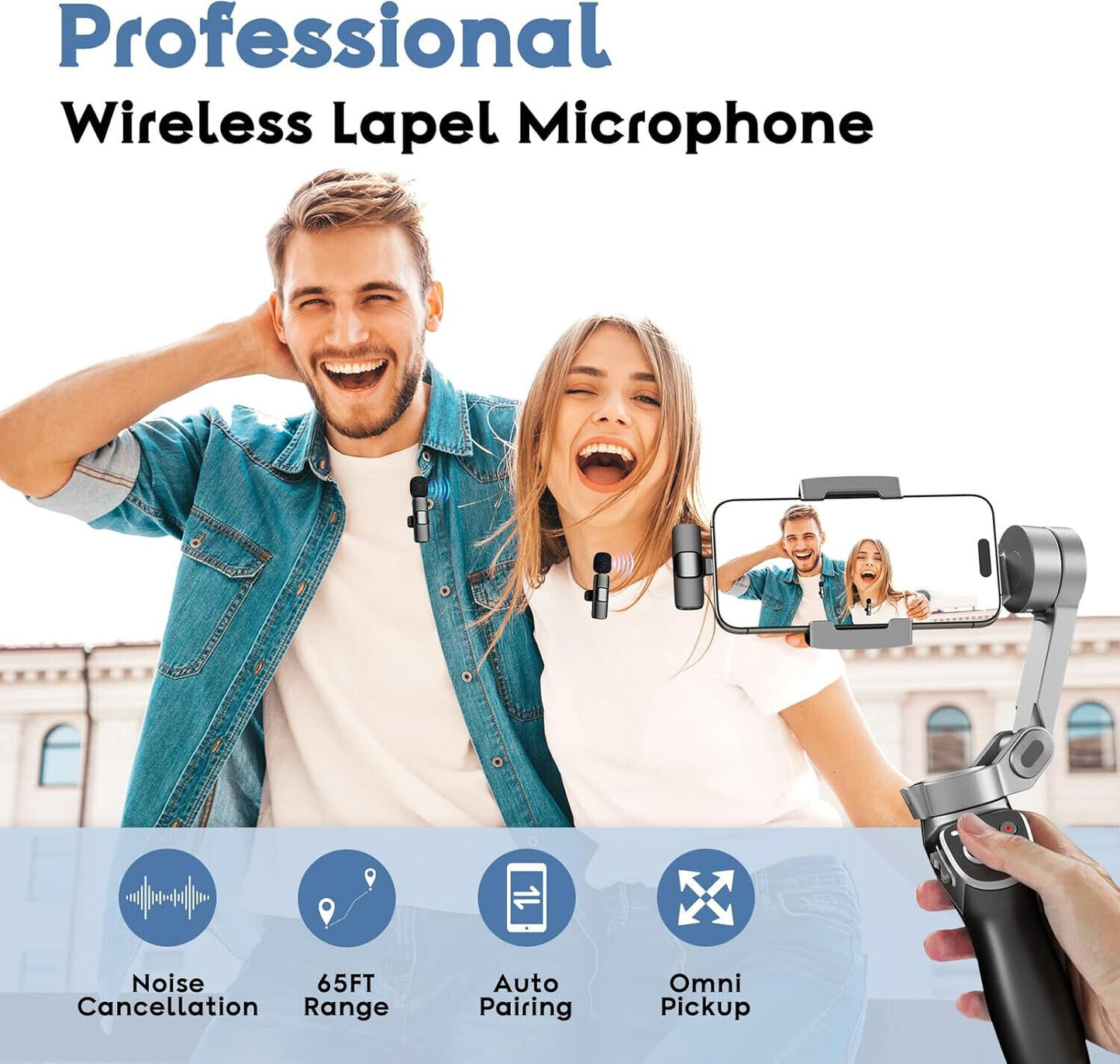 Lavalier Microphone Audio Video Recording Mini Mic for Android/Iphone Wireless