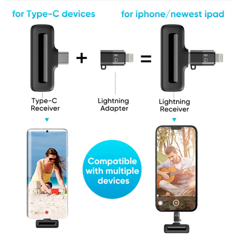Lavalier Microphone Wireless Audio Video Recording Mini Mic for Android/Iphone