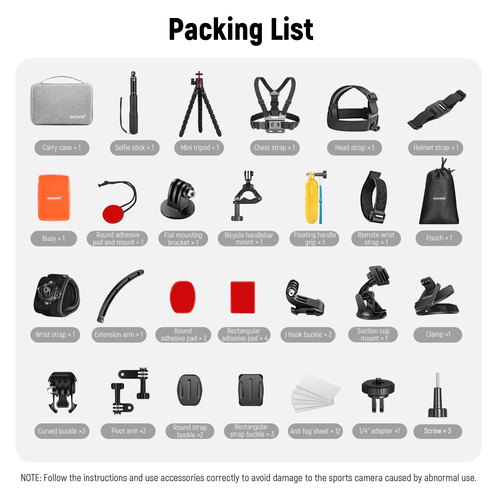 NEEWER 50 in 1 Action Camera Accessory Kit