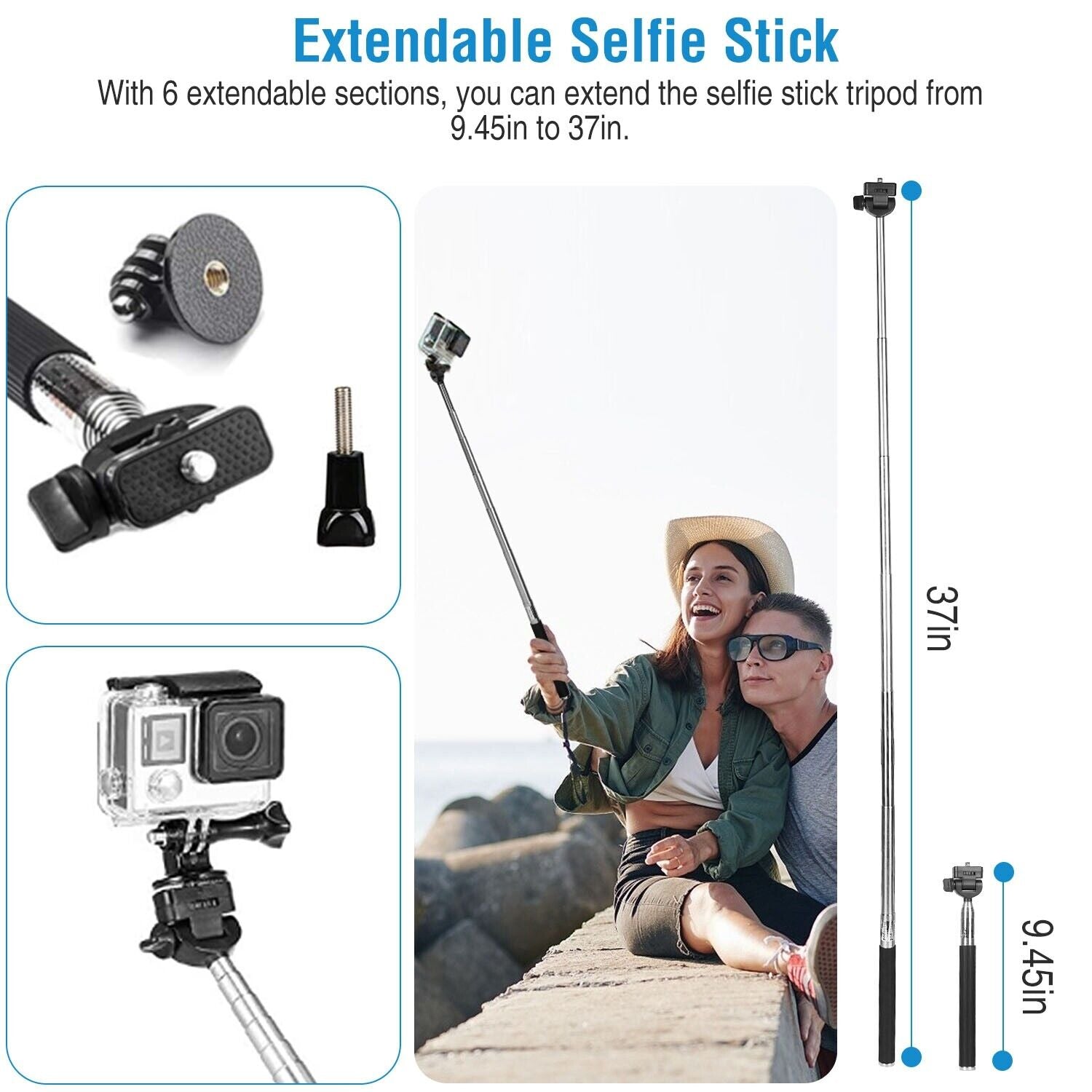 26In1 Head Chest Mount Monopod Accessories Kit Fit for Gopro Hero 1 2 3 4 5