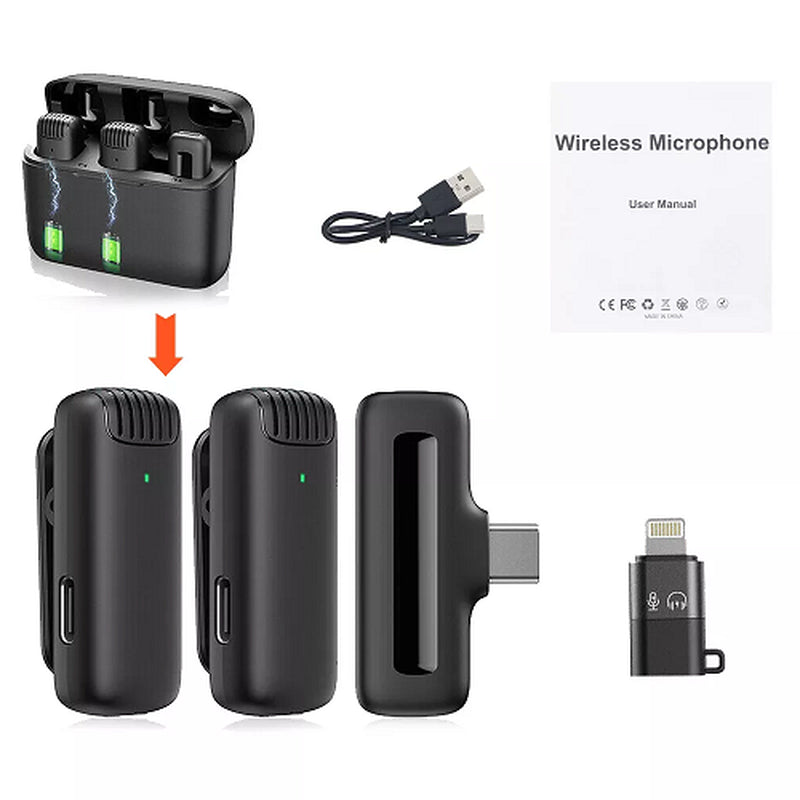 Lavalier Microphone Wireless Audio Video Recording Mini Mic for Android/Iphone