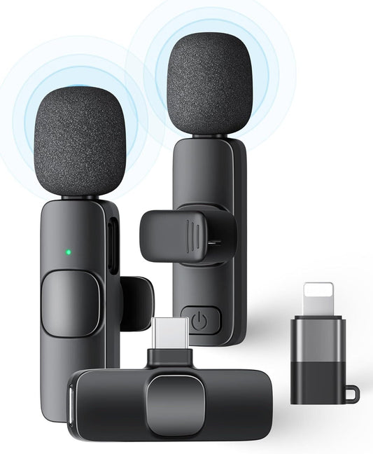 Lavalier Microphone Audio Video Recording Mini Mic for Android/Iphone Wireless