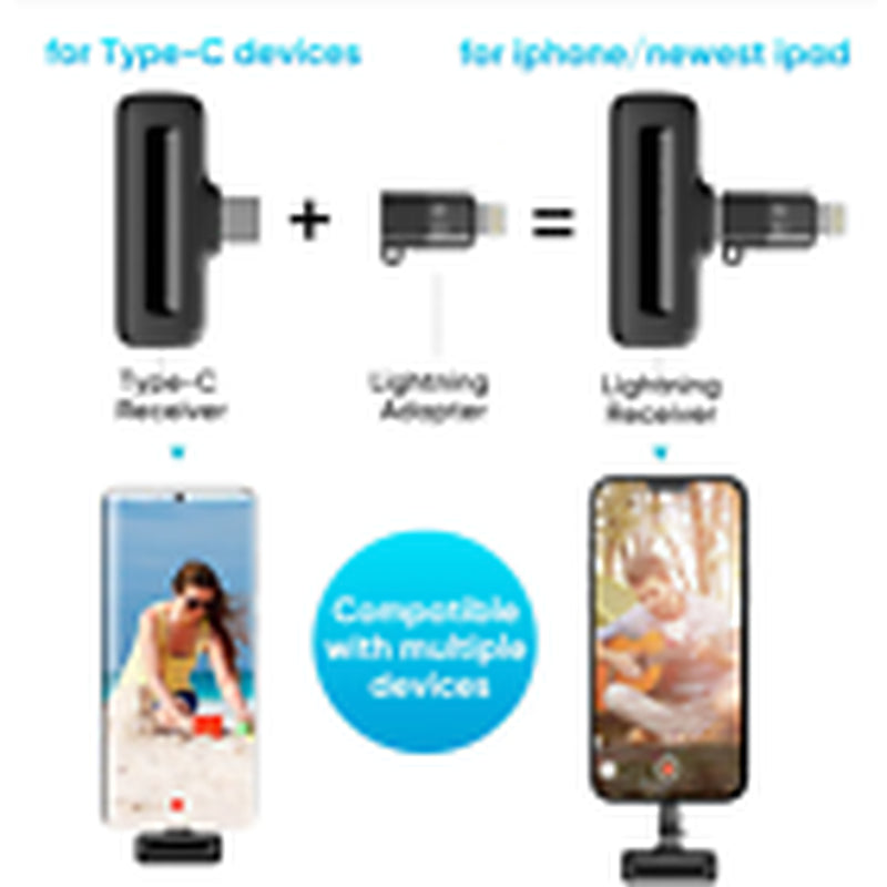 Lavalier Microphone Wireless Audio Video Recording Mini Mic for Android/Iphone