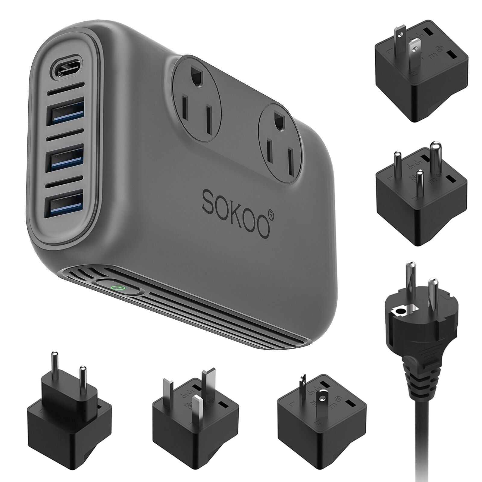 230W Step down 220V to 110V Voltage Converter Travel Adapter with USB C Ports